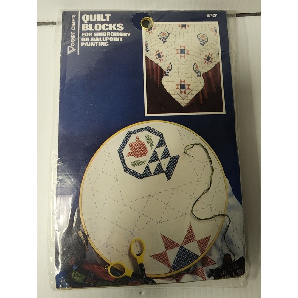 Vogart Crafts Quilt Blocks Embroidery or Ballpoint Printing Country Fair  #8742N